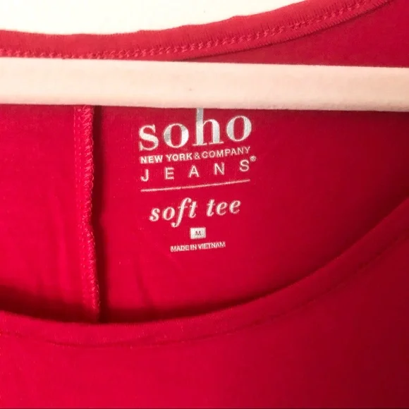 Soho New York & Company Red Strappy Open Long Sleeve Soft Tee Top - Picture 4 of 8
